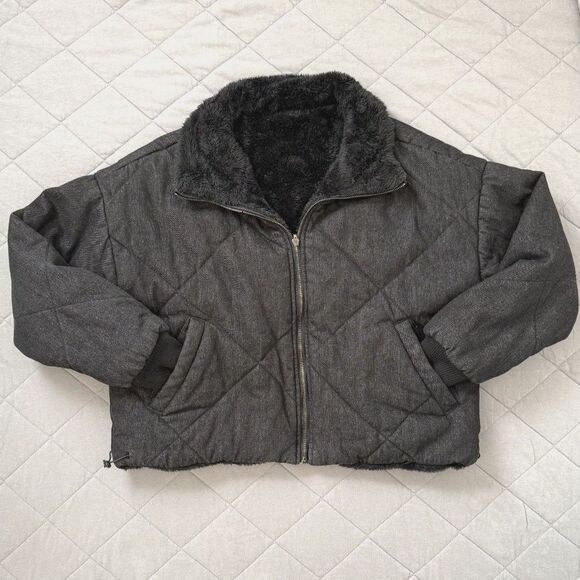 Reversible teddy/denim jacket - Picture 2 of 5